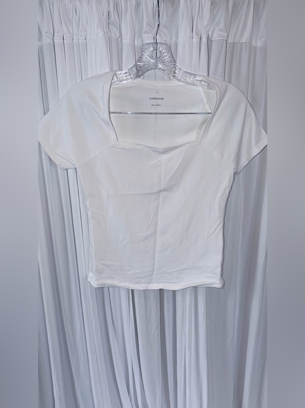 Everlane White Square Neck Short Sleeve Tee